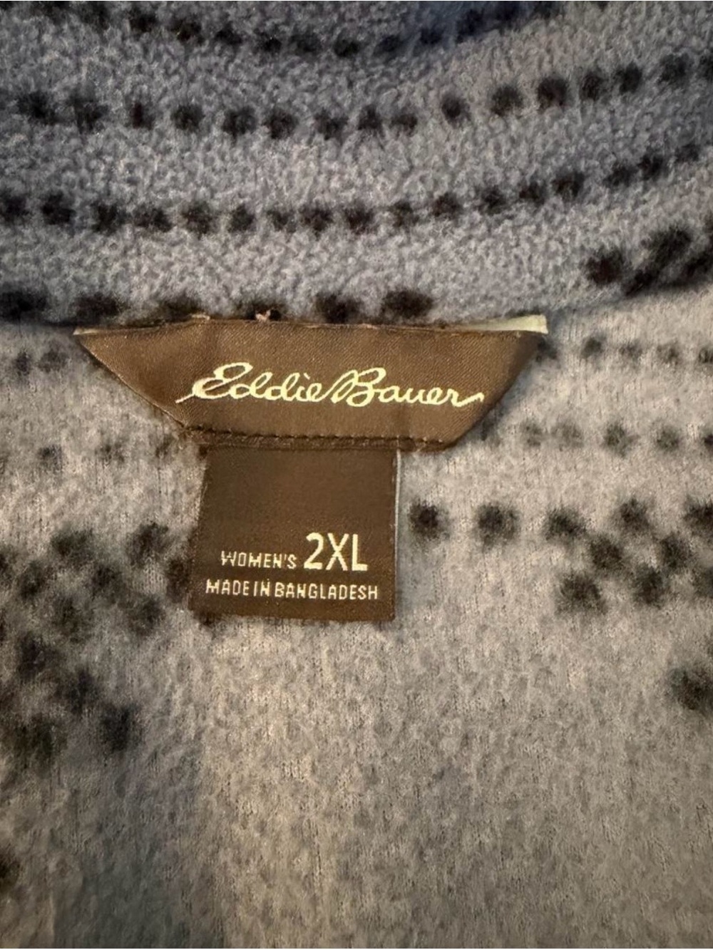 Eddie Bauer women’s 2XL periwinkle and navy blue quarter zip fleece jacket - Picture 5 of 6